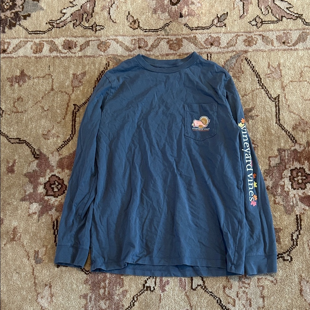 Vineyard Vines Kids Blue Long Sleeve Tee for Thanksgiving